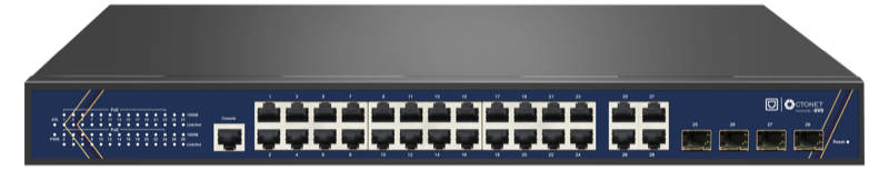 AI based 24 GE Managed PoE Port Network Switch with 4 GB & 4SFP Uplink Ports — Octonet GV-DNS24G-L2-4GC-I