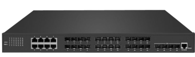 24GE Layer L3 Managed Switch (8 Combo + 16 SFP + 4×10G SFP+) — Octonet GV-DNS8C16S-L3-4T-I